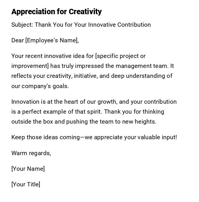 Appreciation for Creativity