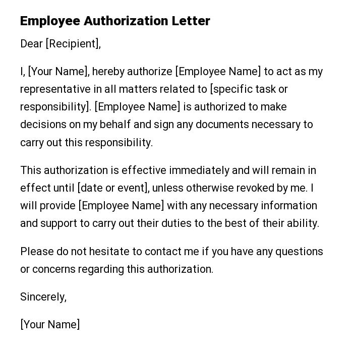Employee Authorization Letter