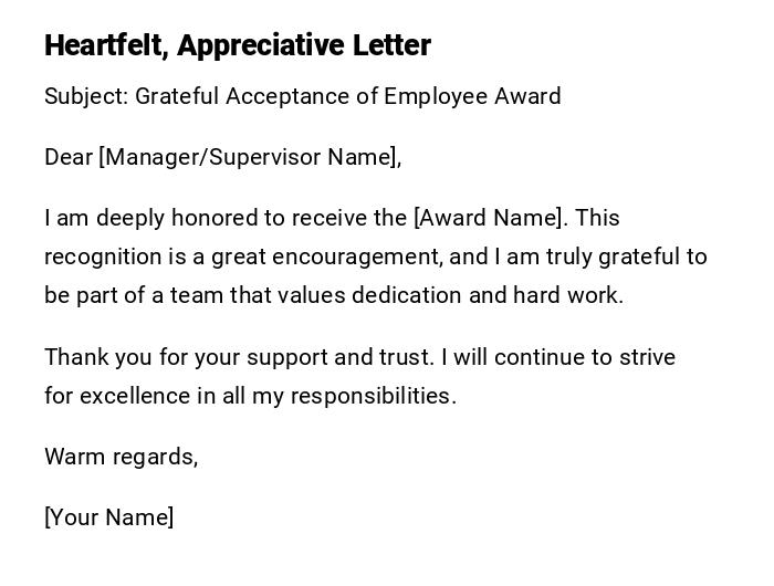 Heartfelt, Appreciative Letter Heartfelt, Appreciative Letter