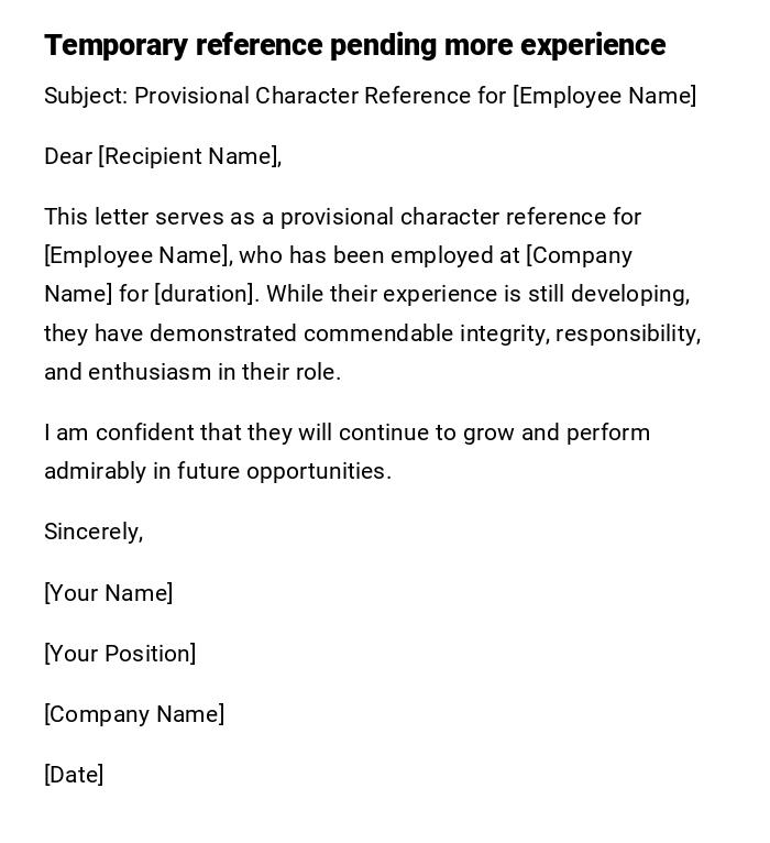 Temporary reference pending more experience Temporary reference pending more experience