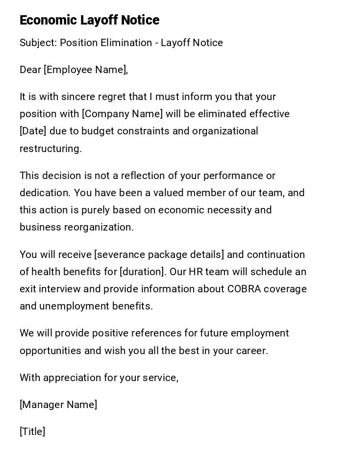 Economic Layoff Notice