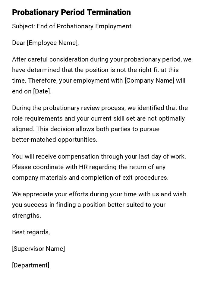 Probationary Period Termination