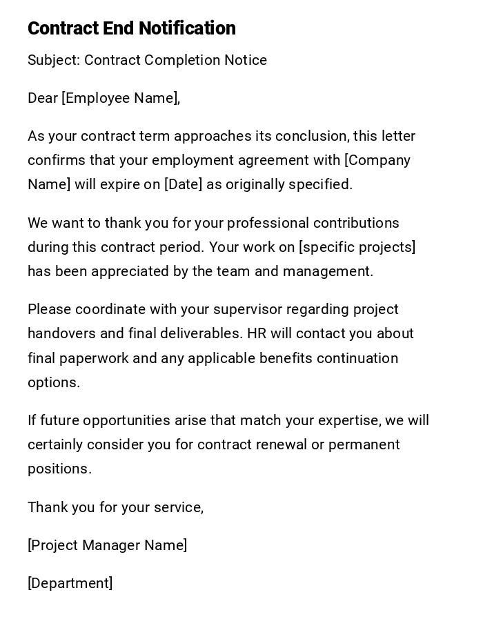 Contract End Notification