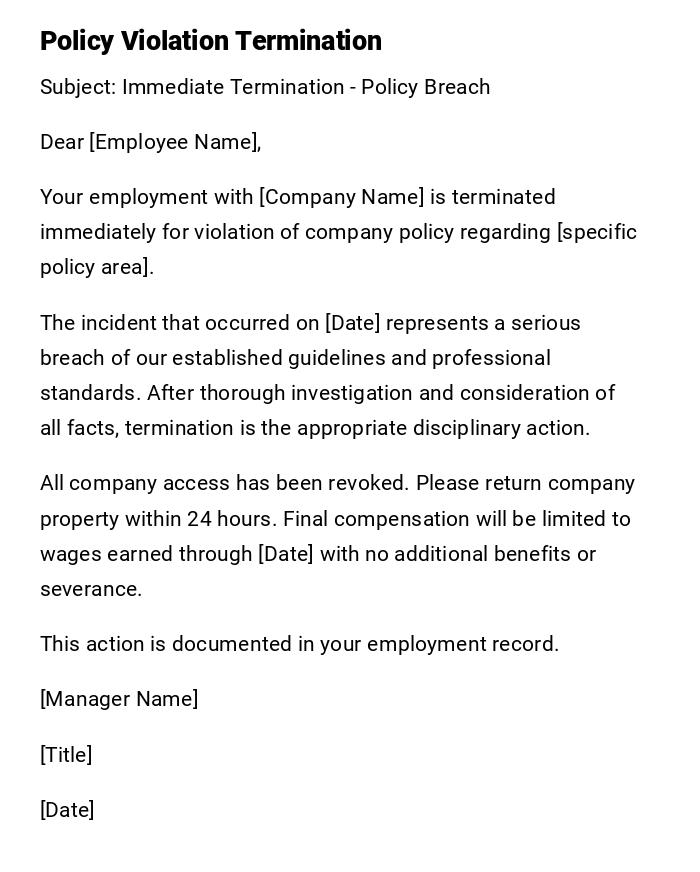 Policy Violation Termination