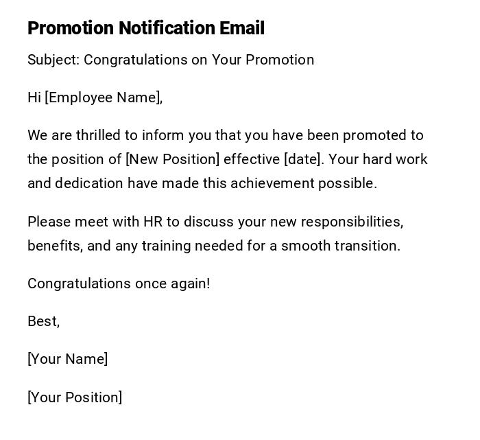 Promotion Notification Email Promotion Notification Email