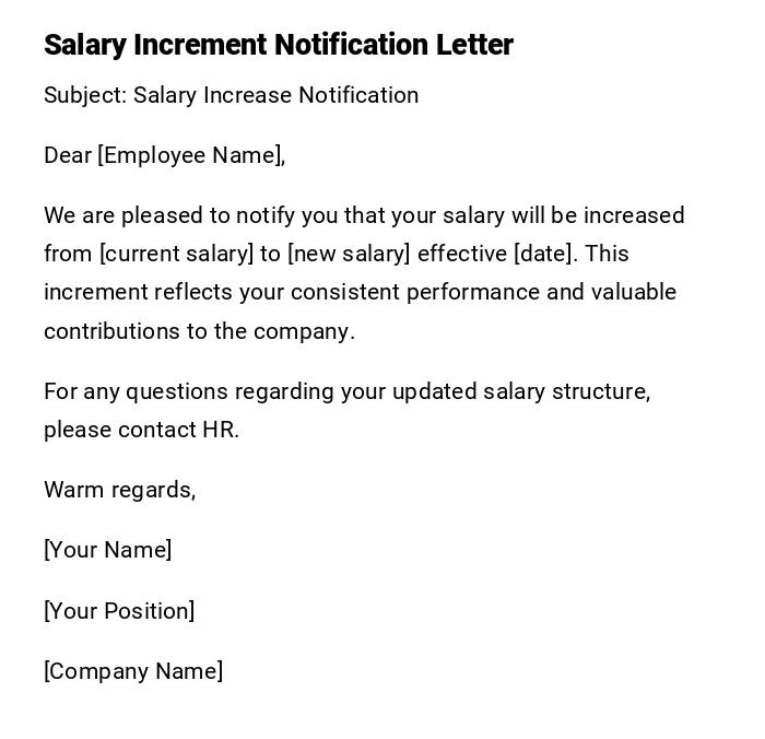 Salary Increment Notification Letter Salary Increment Notification Letter
