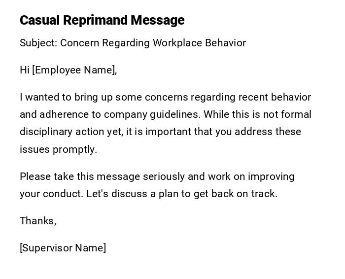 Casual Reprimand Message Casual Reprimand Message