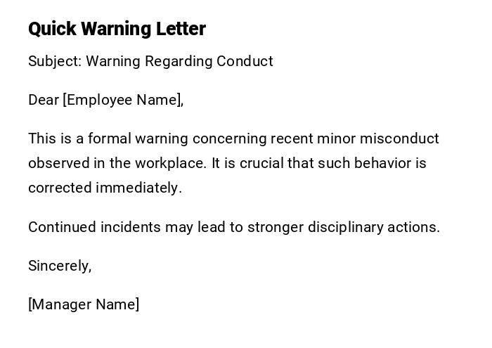 Quick Warning Letter Quick Warning Letter