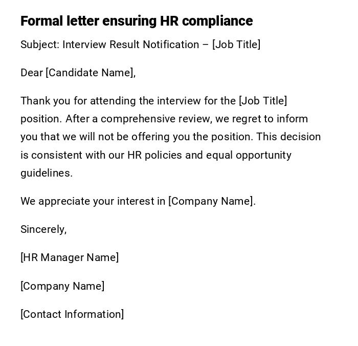 Formal letter ensuring HR compliance Formal letter ensuring HR compliance