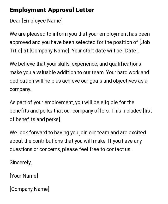 Employment Approval Letter