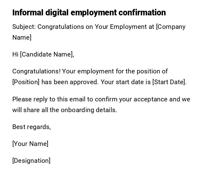 Informal digital employment confirmation Informal digital employment confirmation