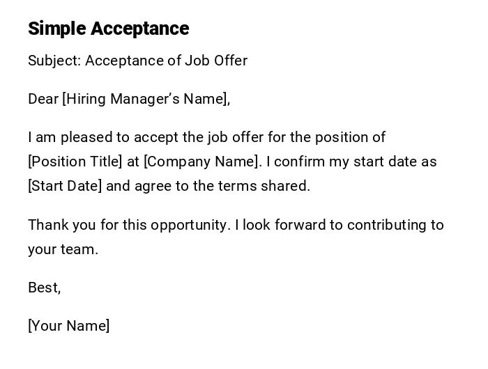 Simple Acceptance Simple Acceptance