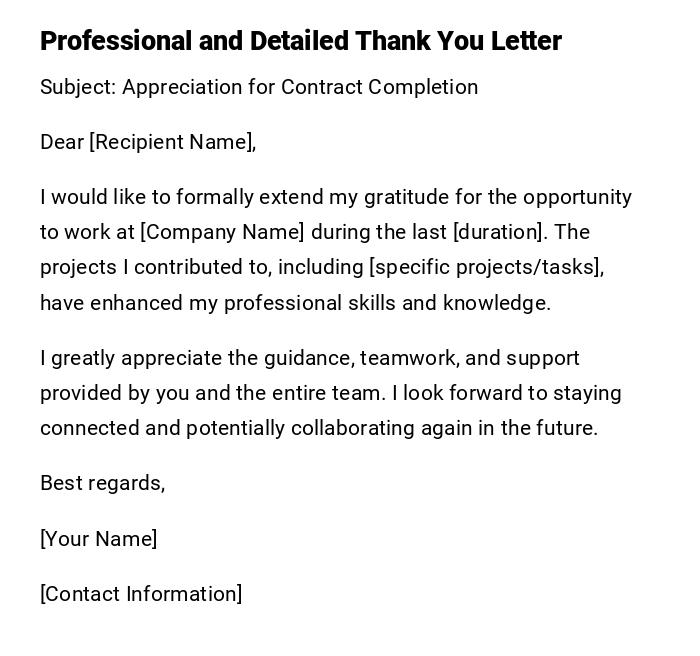 Professional and Detailed Thank You Letter