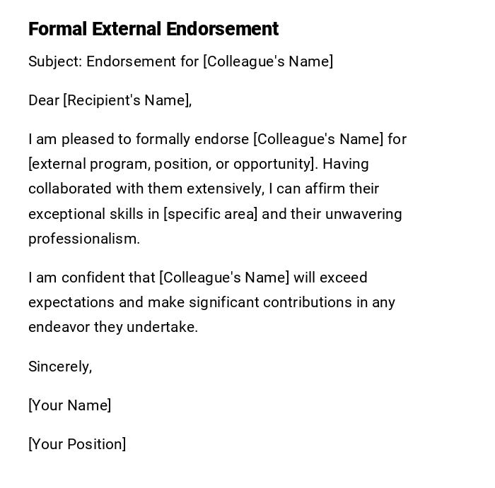 Formal External Endorsement Formal External Endorsement