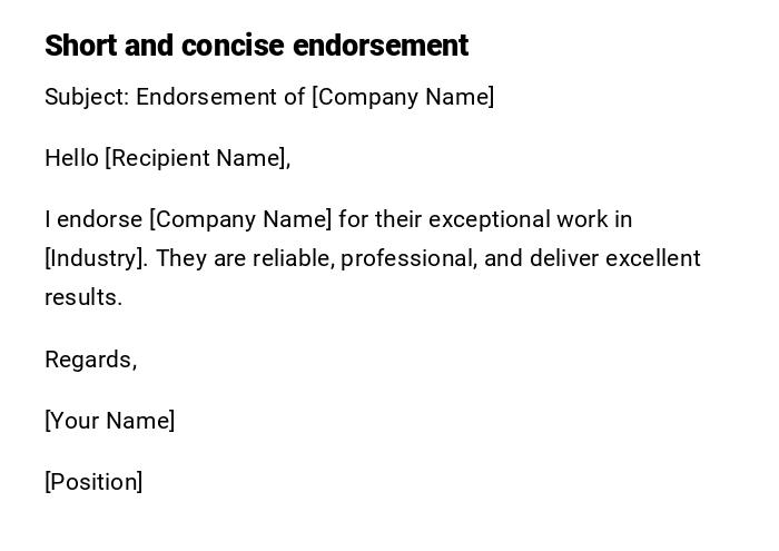 Short and concise endorsement Short and concise endorsement
