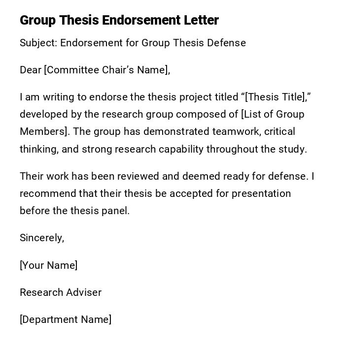 Group Thesis Endorsement Letter Group Thesis Endorsement Letter