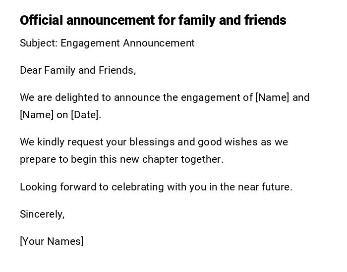 Official announcement for family and friends Official announcement for family and friends