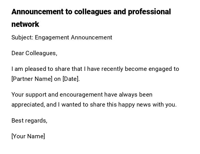 Announcement to colleagues and professional network Announcement to colleagues and professional network