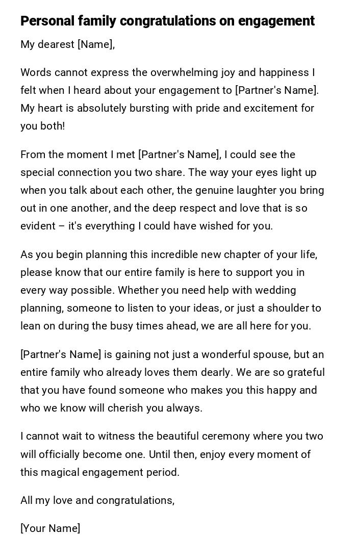 Personal family congratulations on engagement Personal family congratulations on engagement