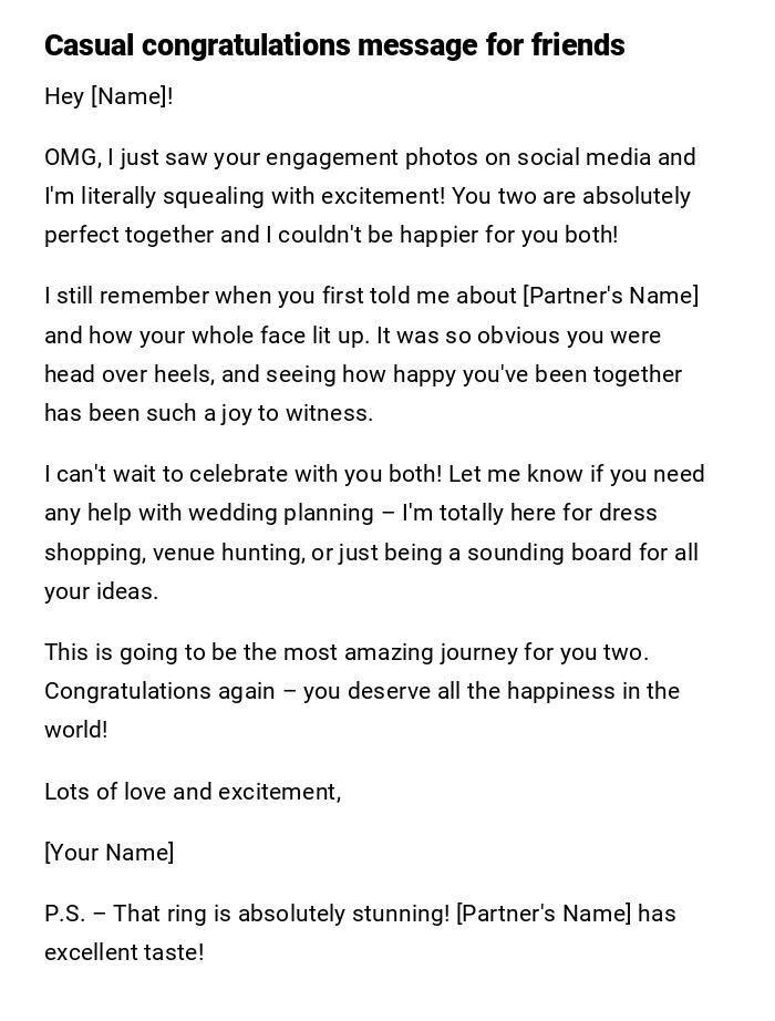 Casual congratulations message for friends Casual congratulations message for friends