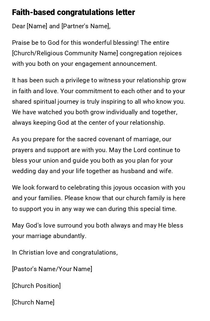 Faith-based congratulations letter Faith-based congratulations letter