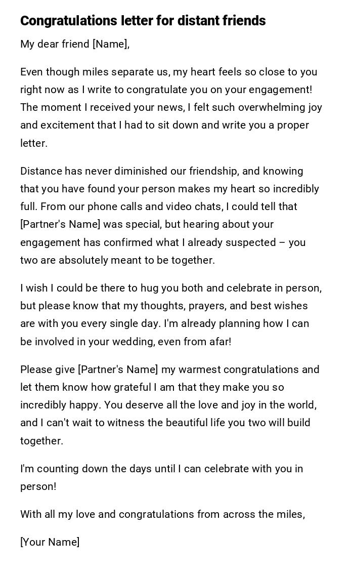 Congratulations letter for distant friends Congratulations letter for distant friends