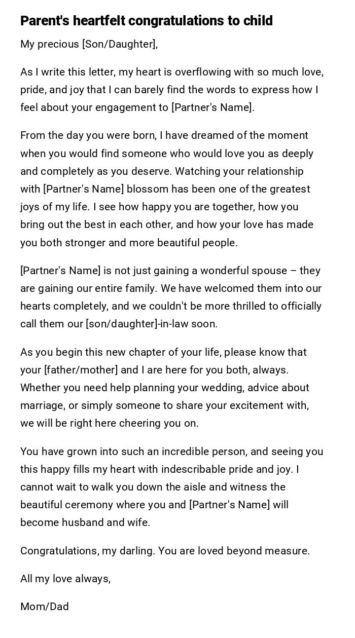 Parent's heartfelt congratulations to child Parent's heartfelt congratulations to child