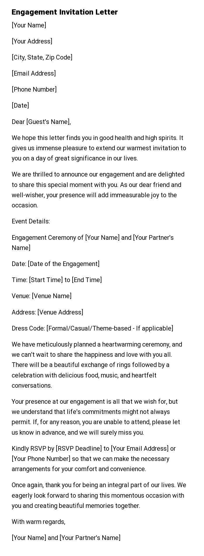 Engagement Invitation Letter