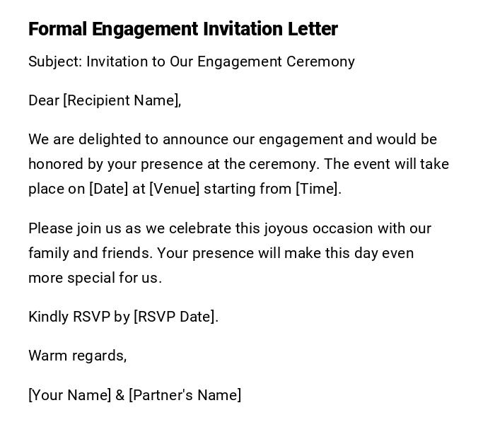 Formal Engagement Invitation Letter Formal Engagement Invitation Letter