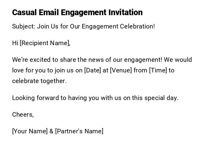 Casual Email Engagement Invitation Casual Email Engagement Invitation