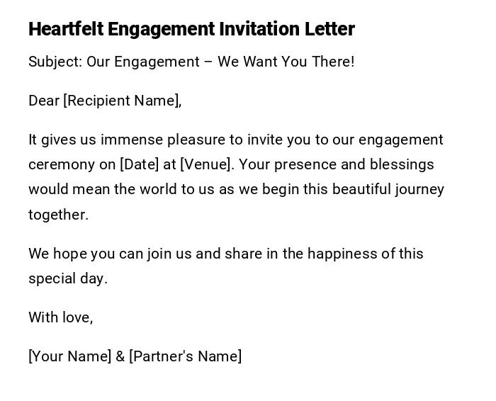 Heartfelt Engagement Invitation Letter Heartfelt Engagement Invitation Letter