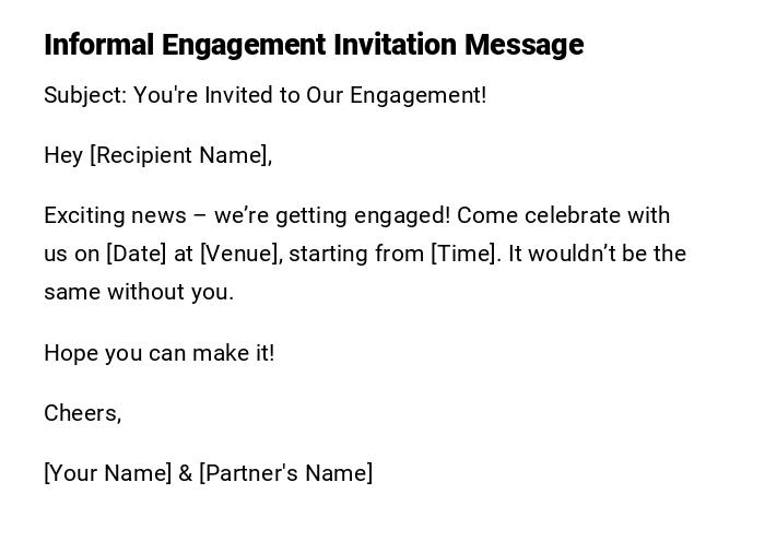 Informal Engagement Invitation Message Informal Engagement Invitation Message