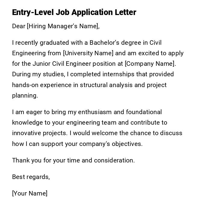 Entry-Level Job Application Letter Entry-Level Job Application Letter
