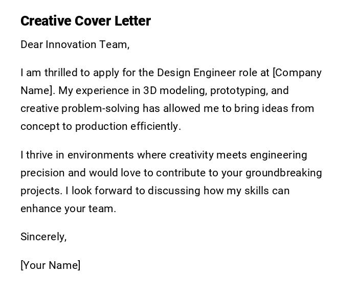 Creative Cover Letter Creative Cover Letter