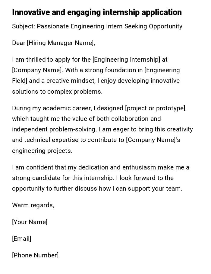 Innovative and engaging internship application Innovative and engaging internship application