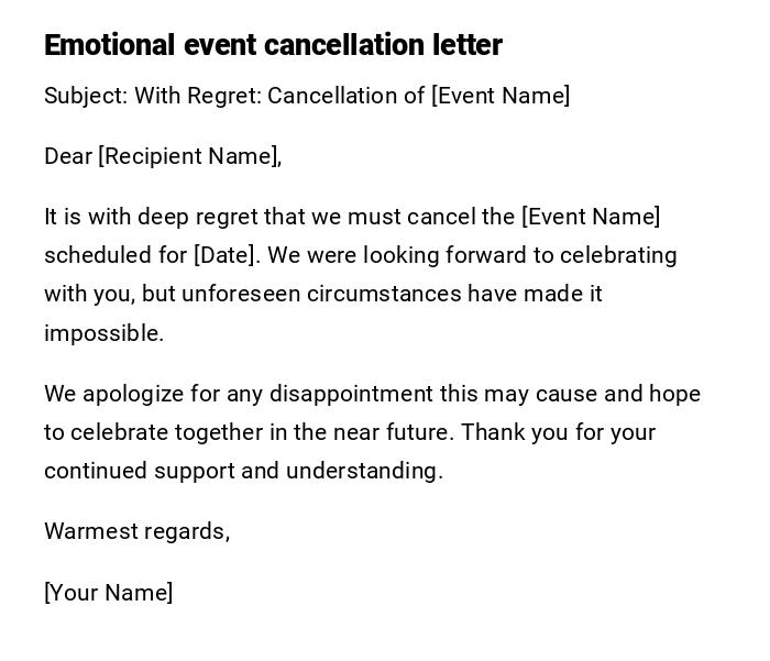 Emotional event cancellation letter Emotional event cancellation letter