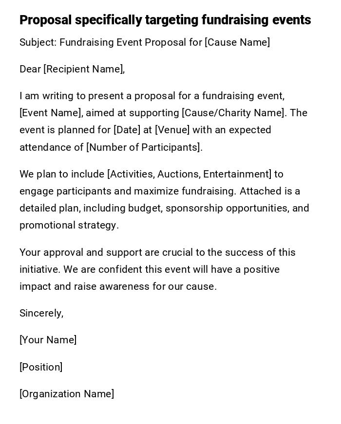 Proposal specifically targeting fundraising events Proposal specifically targeting fundraising events