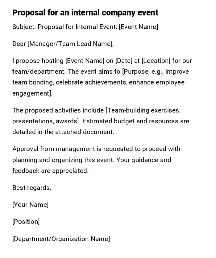 Proposal for an internal company event Proposal for an internal company event