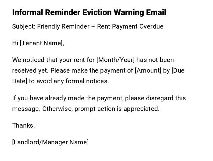 Informal Reminder Eviction Warning Email Informal Reminder Eviction Warning Email