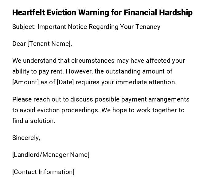 Heartfelt Eviction Warning for Financial Hardship Heartfelt Eviction Warning for Financial Hardship