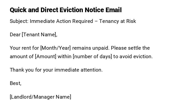 Quick and Direct Eviction Notice Email Quick and Direct Eviction Notice Email