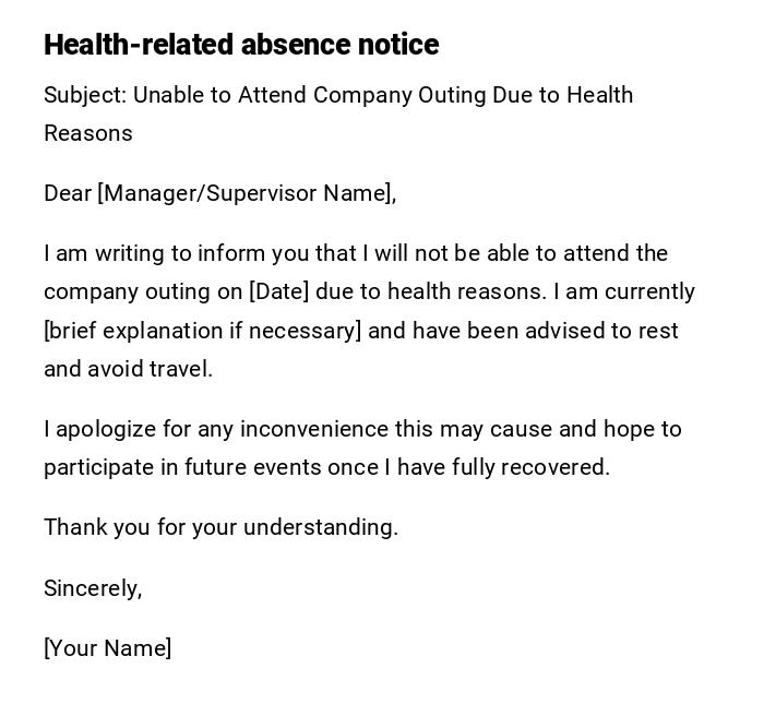 Health-related absence notice Health-related absence notice