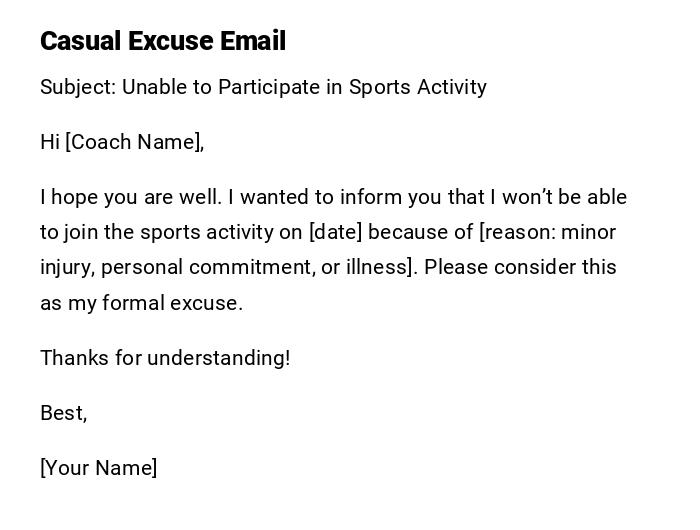 Casual Excuse Email Casual Excuse Email