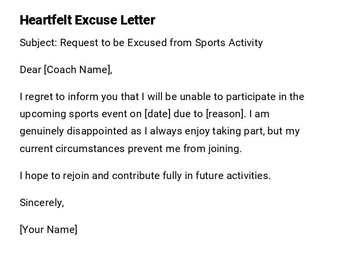 Heartfelt Excuse Letter Heartfelt Excuse Letter