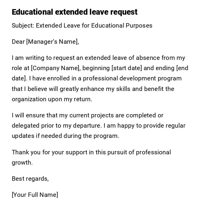 Educational extended leave request Educational extended leave request