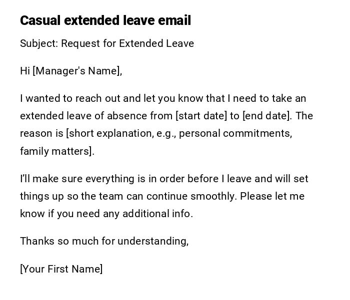 Casual extended leave email Casual extended leave email