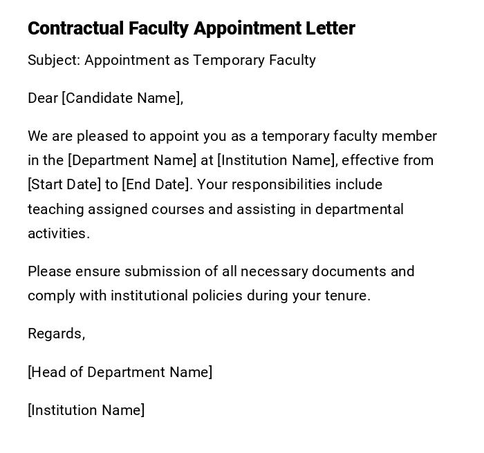 Contractual Faculty Appointment Letter Contractual Faculty Appointment Letter
