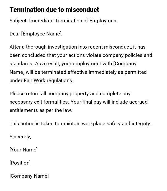 Termination due to misconduct