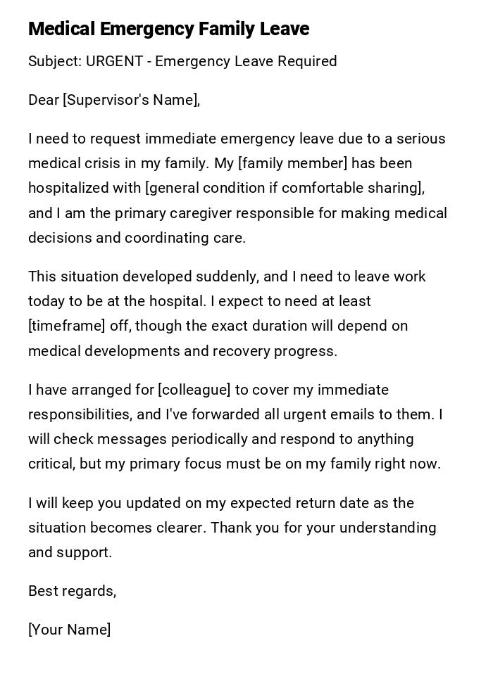 Medical Emergency Family Leave Medical Emergency Family Leave