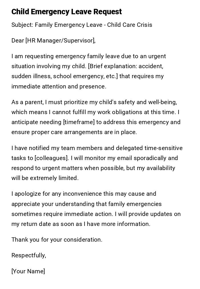 Child Emergency Leave Request Child Emergency Leave Request
